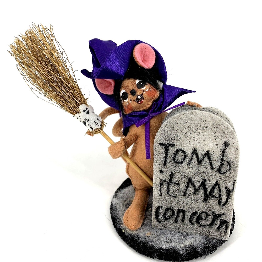 Graveyard Tomb WITCH‎ MOUSE Ghost Broom ANNALEE Dolls 5" Halloween May Concern